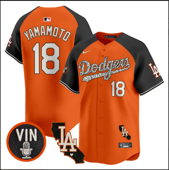 Men Los Angeles Dodgers #18 Yamamoto 2025 orange Limited Stitched Jersey->los angeles dodgers->MLB Jersey